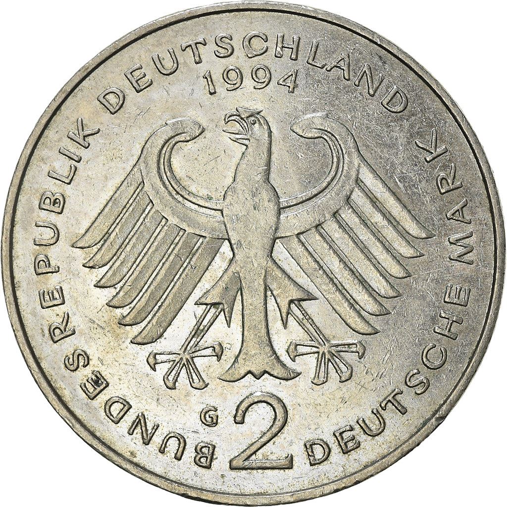 Germany Coin German 2 Deutsche Mark | Willy Brandt | Eagle | KM183 | 1994 - 2001