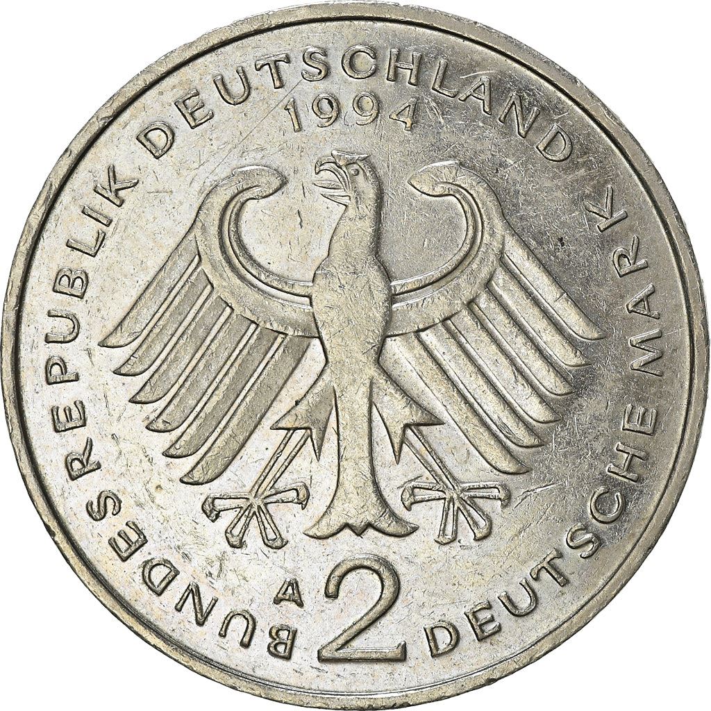 Germany Coin German 2 Deutsche Mark | Willy Brandt | Eagle | KM183 | 1994 - 2001