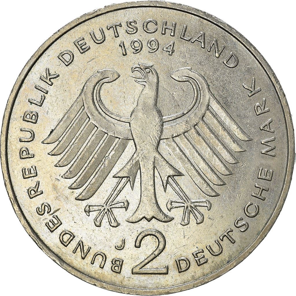 Germany Coin German 2 Deutsche Mark | Willy Brandt | Eagle | KM183 | 1994 - 2001