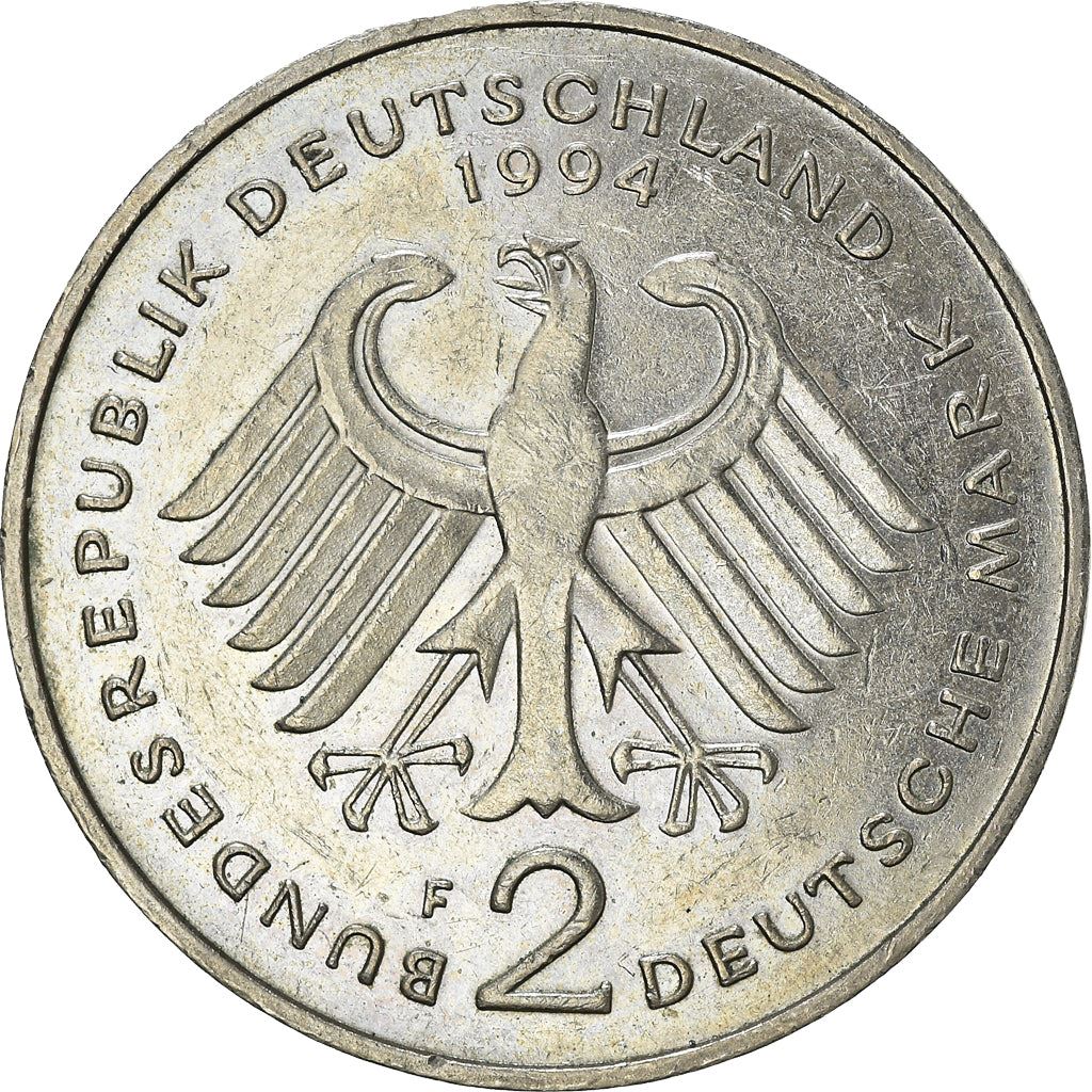 Germany Coin German 2 Deutsche Mark | Willy Brandt | Eagle | KM183 | 1994 - 2001