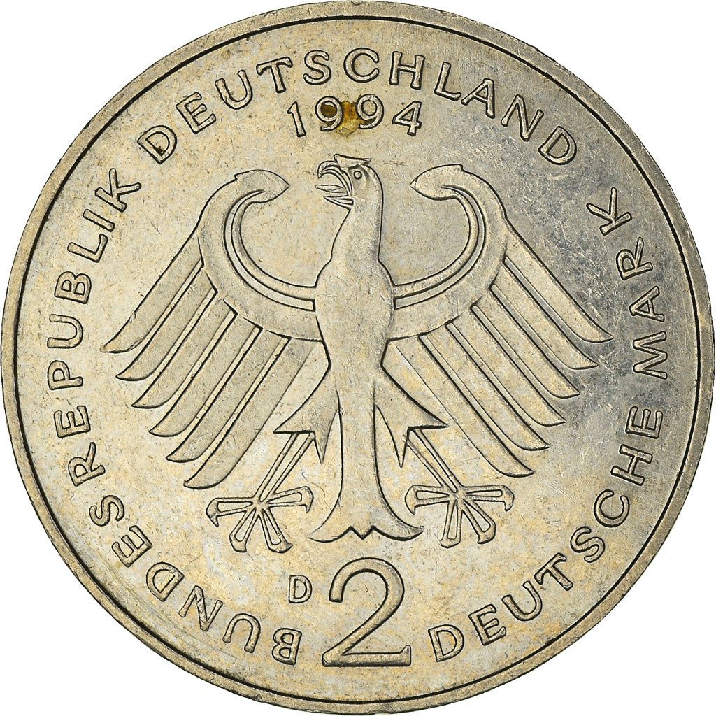 Germany Coin German 2 Deutsche Mark | Willy Brandt | Eagle | KM183 | 1994 - 2001