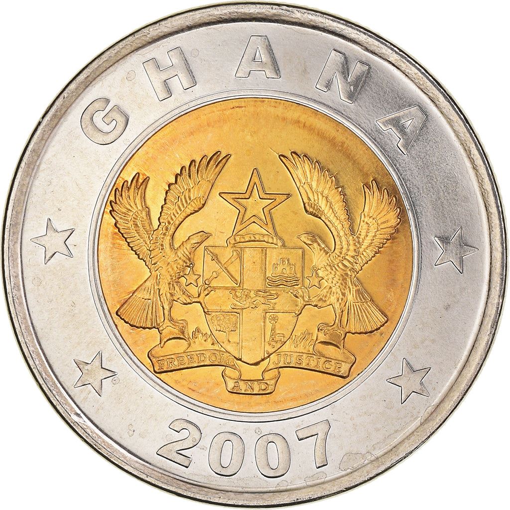 Ghana 1 Cedi Coin | Scales of Justice | KM42 | 2007