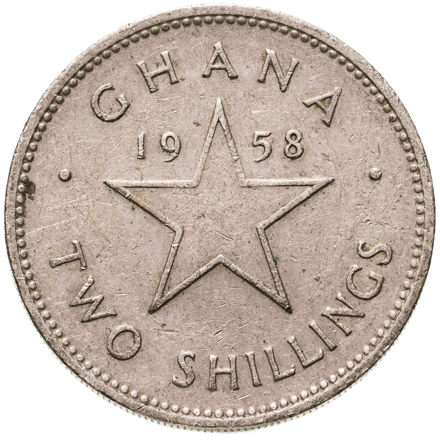 Ghana 1 Shilling Coin | Kwame Nkrumah | Star | Queen Elizabeth II | KM5 | 1958