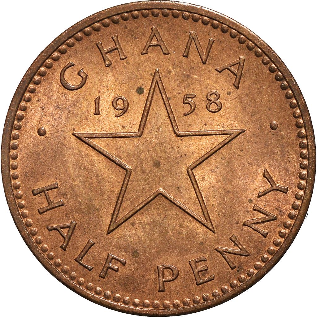 Ghana 1/2 Penny Coin | Kwame Nkrumah | Elizabeth II | KM1 | 1958