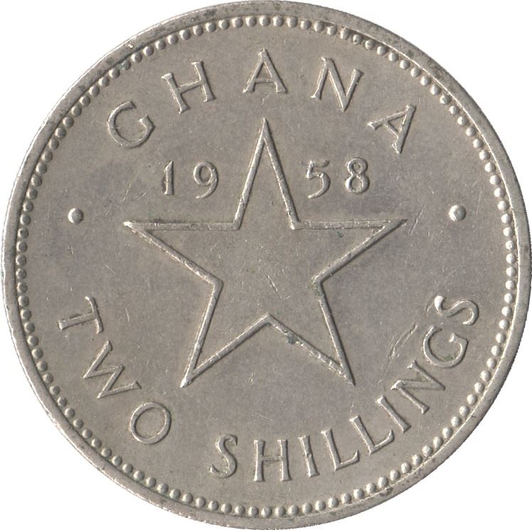 Ghana 2 Shillings Coin | Elizabeth II | Kwame Nkrumah | KM6 | 1958