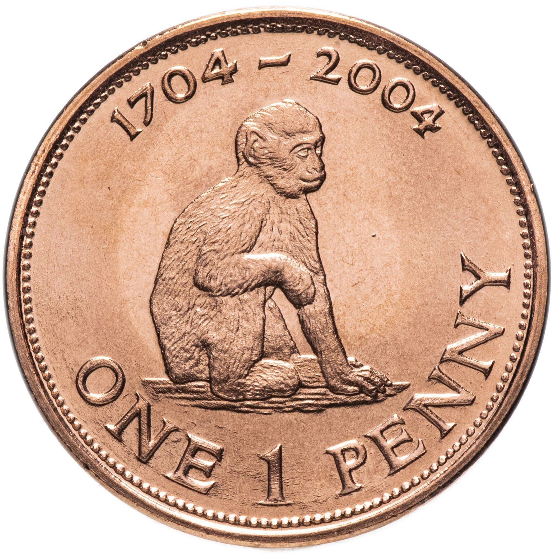 Gibraltar | 1 Penny | Queen Elizabeth II | British Occupation | Barbary Macaque | KM1046 | 2004