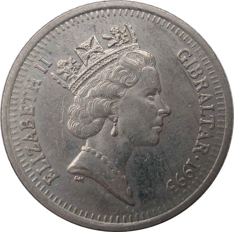 Gibraltar | 10 Pence Coin | Queen Elizabeth II | Europort | KM112 | 1992 - 1997