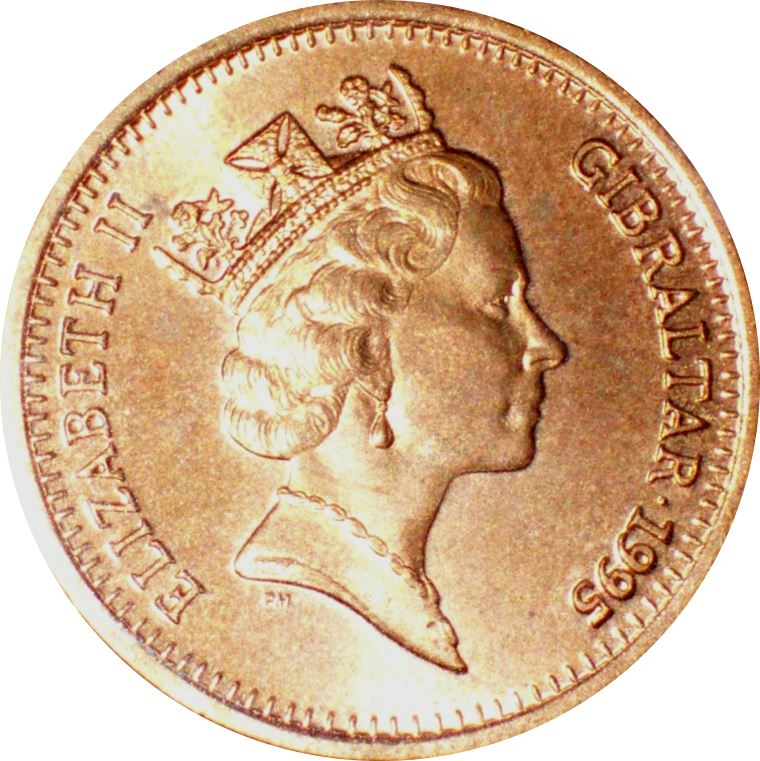 Gibraltar | 2 Pence Coin | Queen Elizabeth II | Europa Point Lighthouse | KM21a | 1995 - 1997