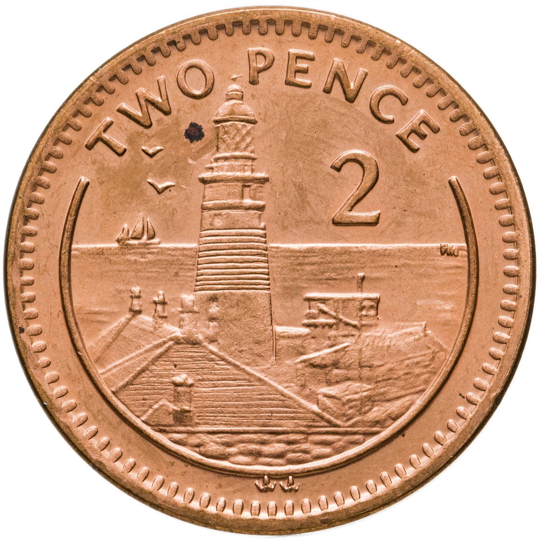 Gibraltar | 2 Pence Coin | Queen Elizabeth II | KM774 | 1998 - 2003