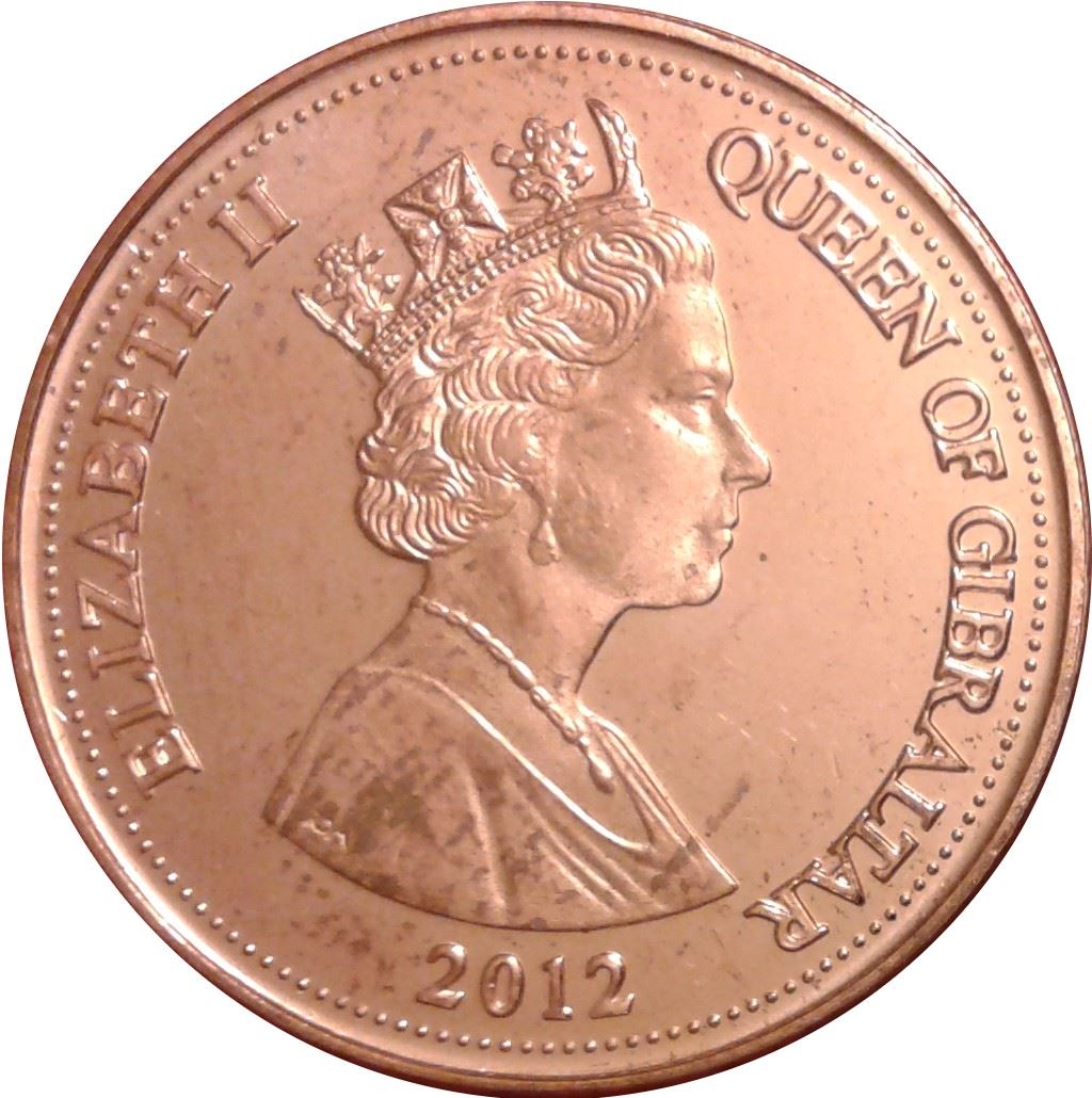 Gibraltar | 2 Pence | Queen Elizabeth II | KM1100 | 2012 - 2013