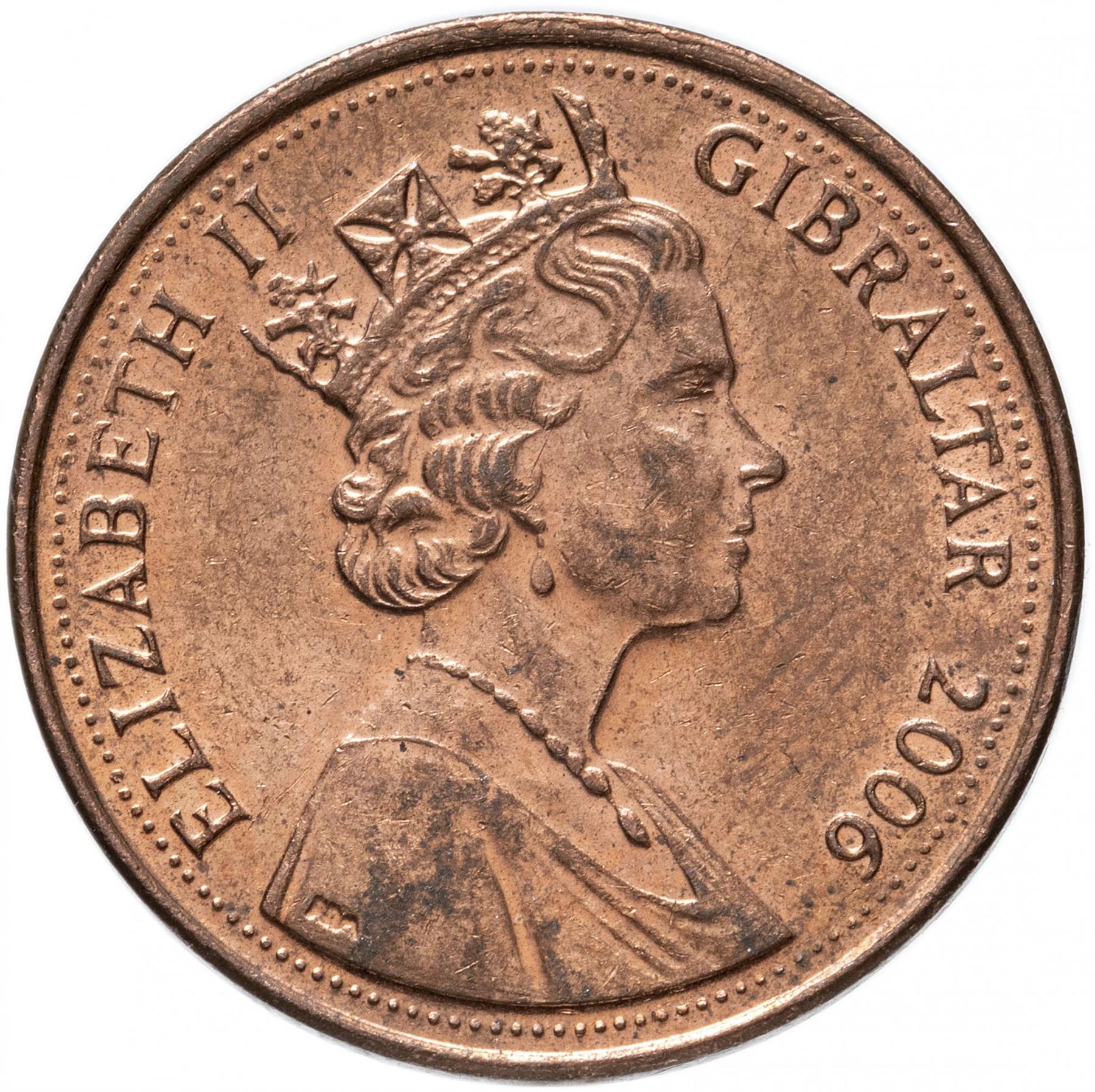 Gibraltar | 2 Pence | Queen Elizabeth II | Soldier | Rock of Gibraltar | KM1065 | 2005 - 2012