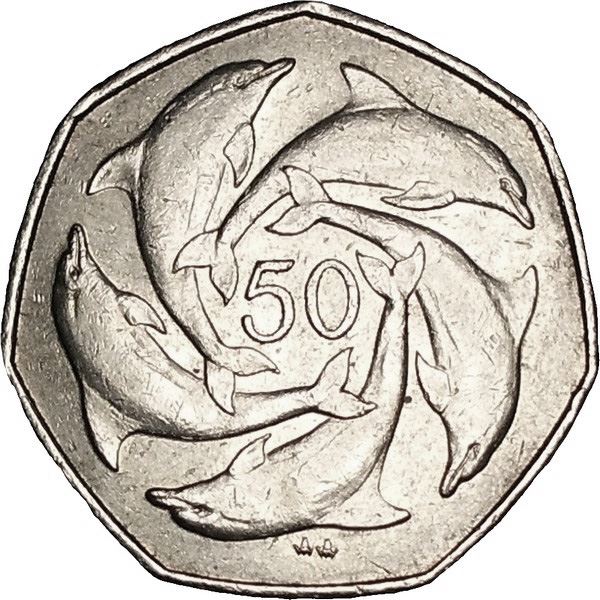 Gibraltar | 50 Pence Coin | Queen Elizabeth II | Bottlenose Dolphins | KM39.1 | 1997