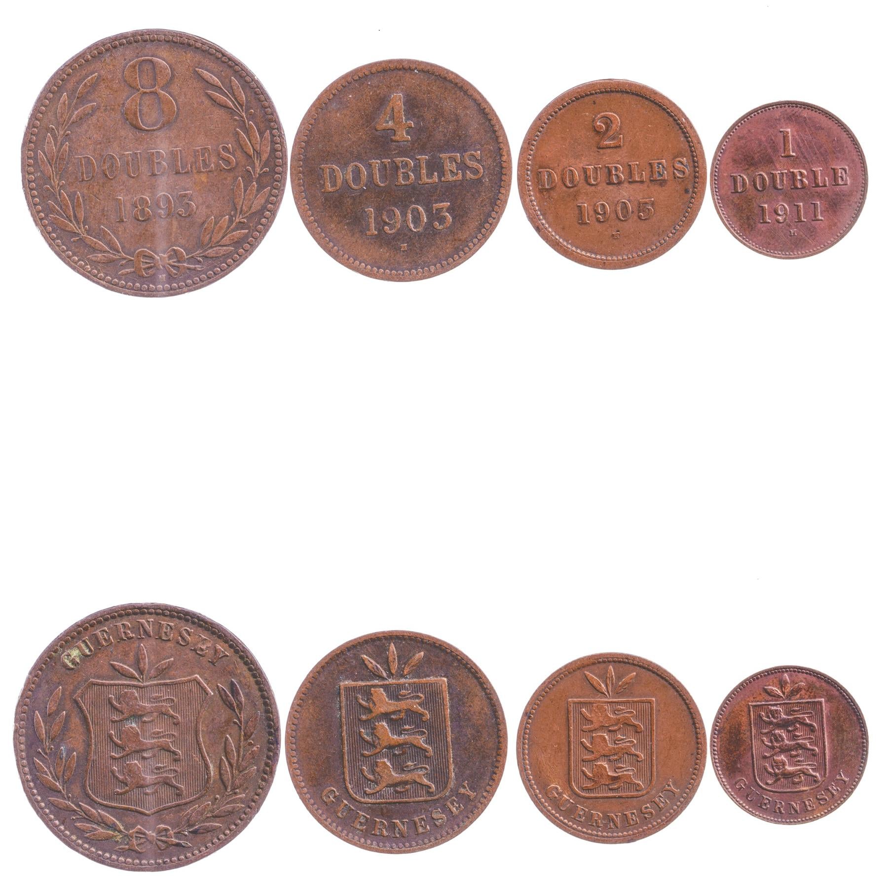 Giernésiais 4 Coin Set 1 2 4 8 Doubles | Guernsey | 1864 - 1911