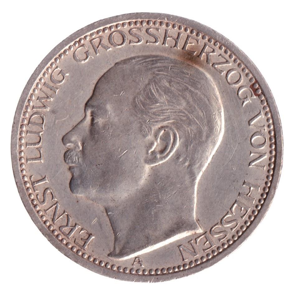 Grand duchy of Hessen - Darmstadt | 3 Mark Coin | German State | Ernst Ludwig | KM375 | 1910