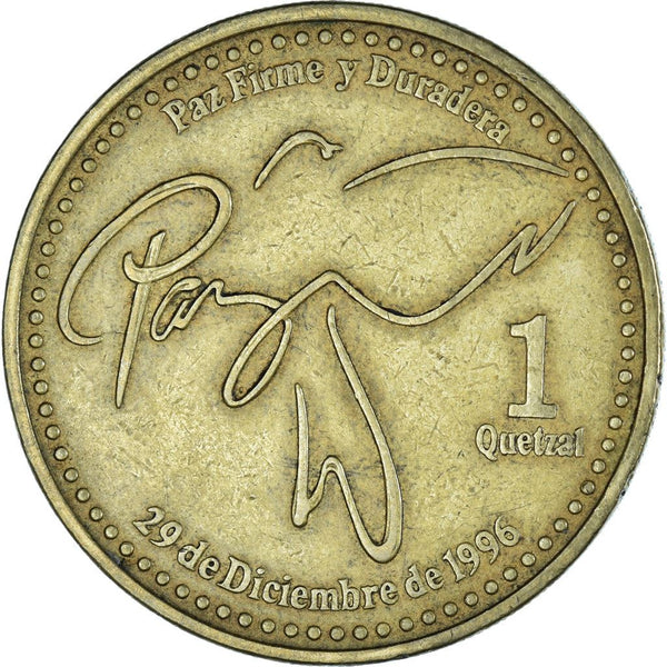 Guatemala | 1 Quetzal Coin | Coat of arms | Dove | Km:284 | 1999 - 2012