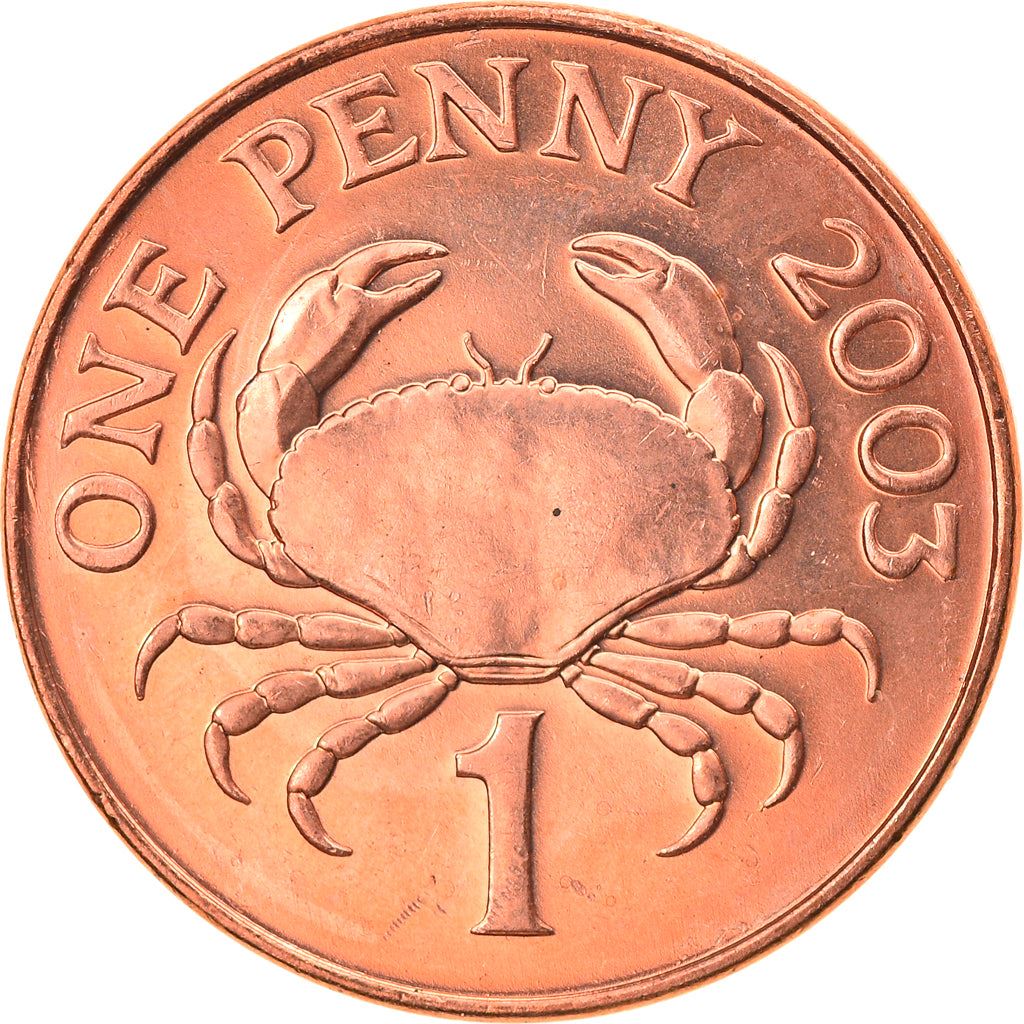 Guernsey Coin | 1 Penny | Queen Elizabeth II | Crab | KM89 | 1998 - 2012