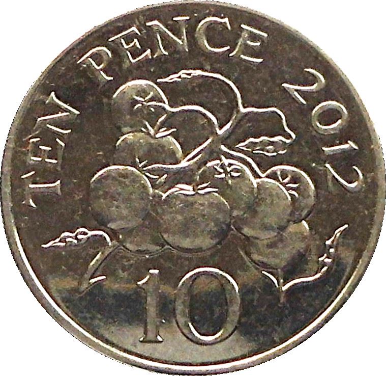 Guernsey Coin | 10 Pence | Queen Elizabeth II | Tomatoe | KM149a | 2012