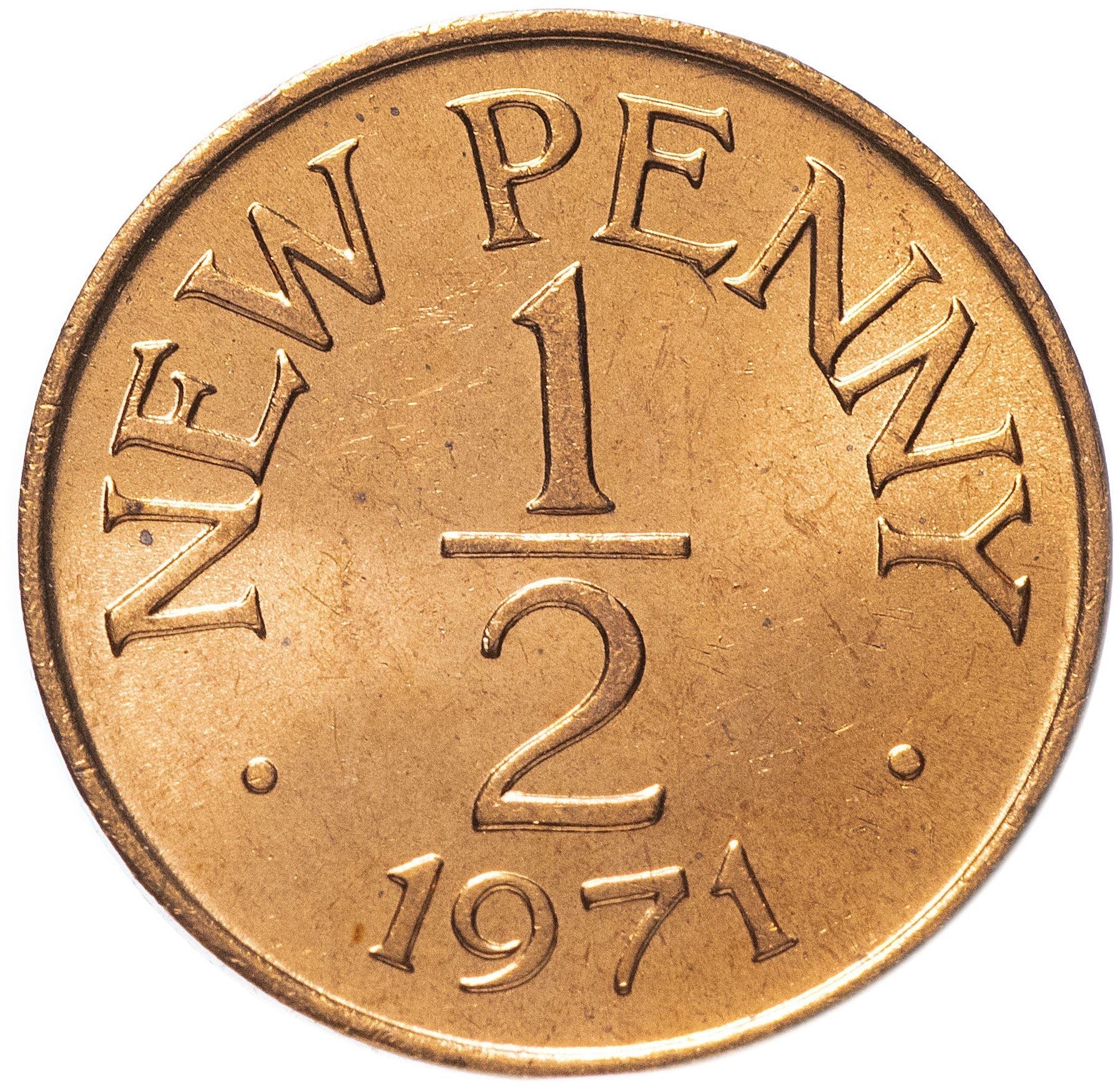 Guernsey Coin | ½ New Penny | Queen Elizabeth II | Leopards | KM20 | 1971