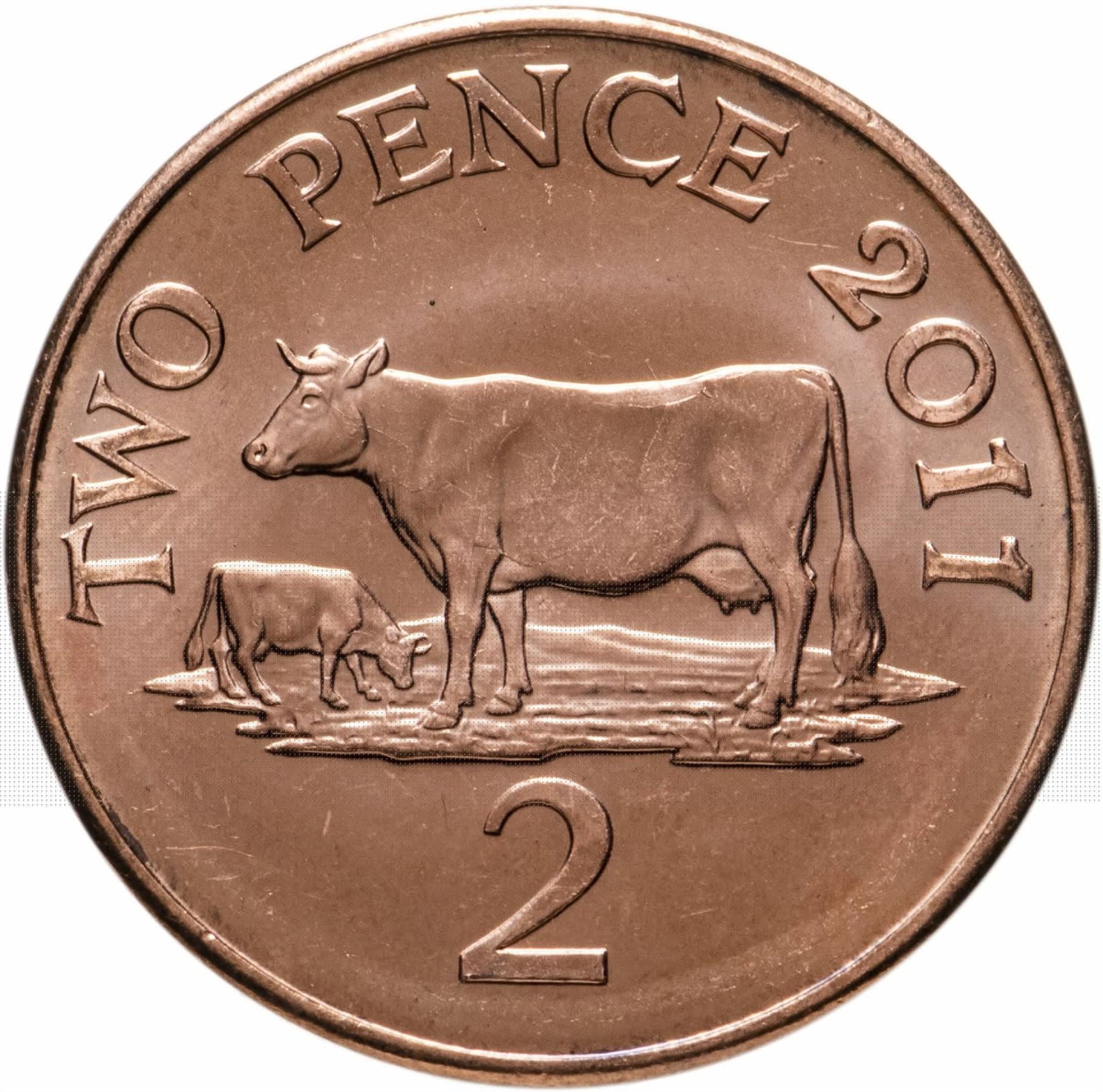 Guernsey Coin | 2 Pence | Queen Elizabeth II | Guernsey Cattle | KM96 | 1999 - 2012