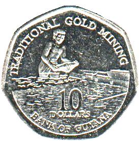 Guyana | 10 Dollars Coin | Gold Mine | KM52 | 1996 - 2018