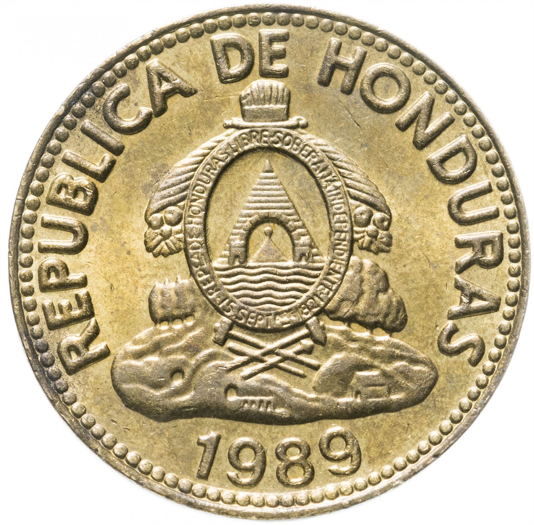 Honduras 10 Centavos Coin | Pyramid | Wreath | KM76.1a | 1976 - 1989