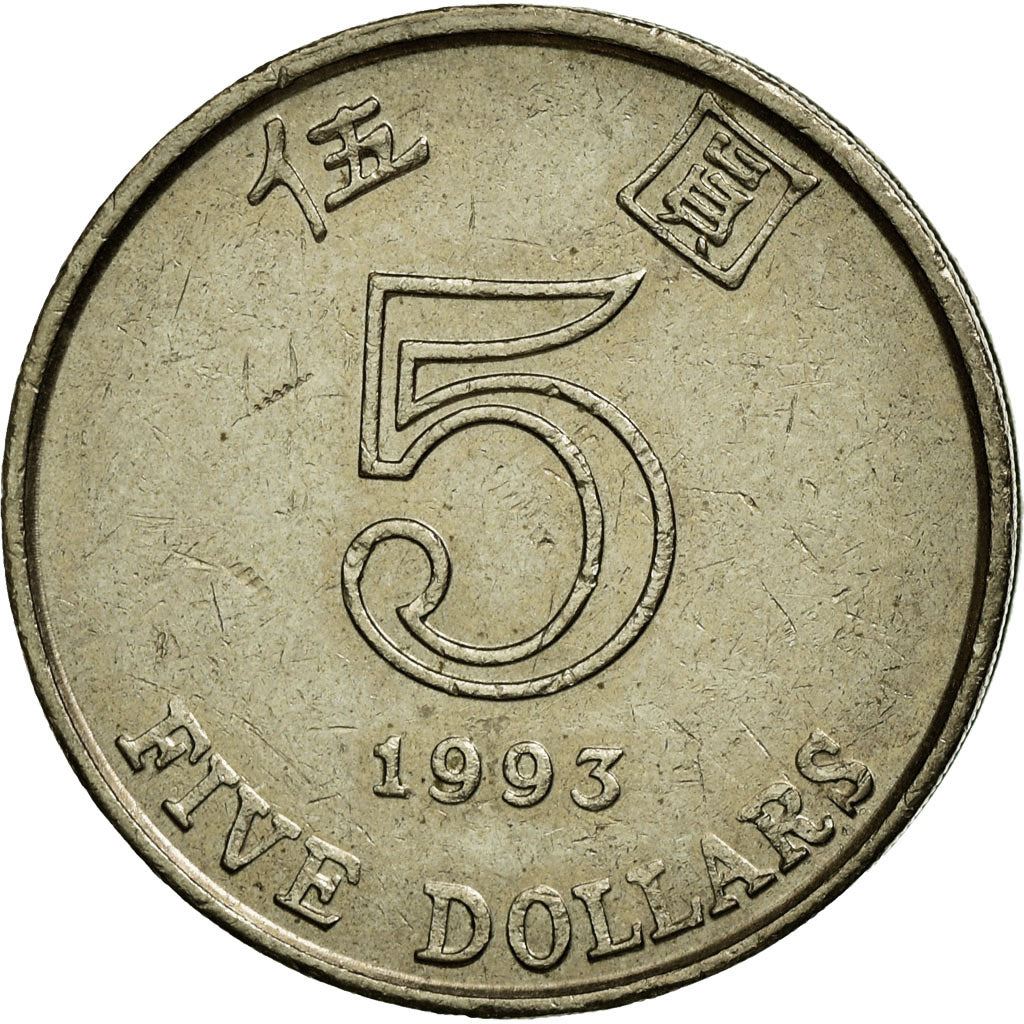 Hong Kong | 5 Dollars Coin | Orchid flower | Km:65 | 1993 - 2019