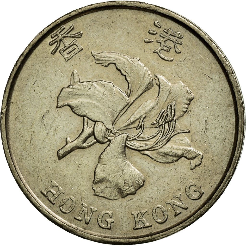 Hong Kong | 5 Dollars Coin | Orchid flower | Km:65 | 1993 - 2019