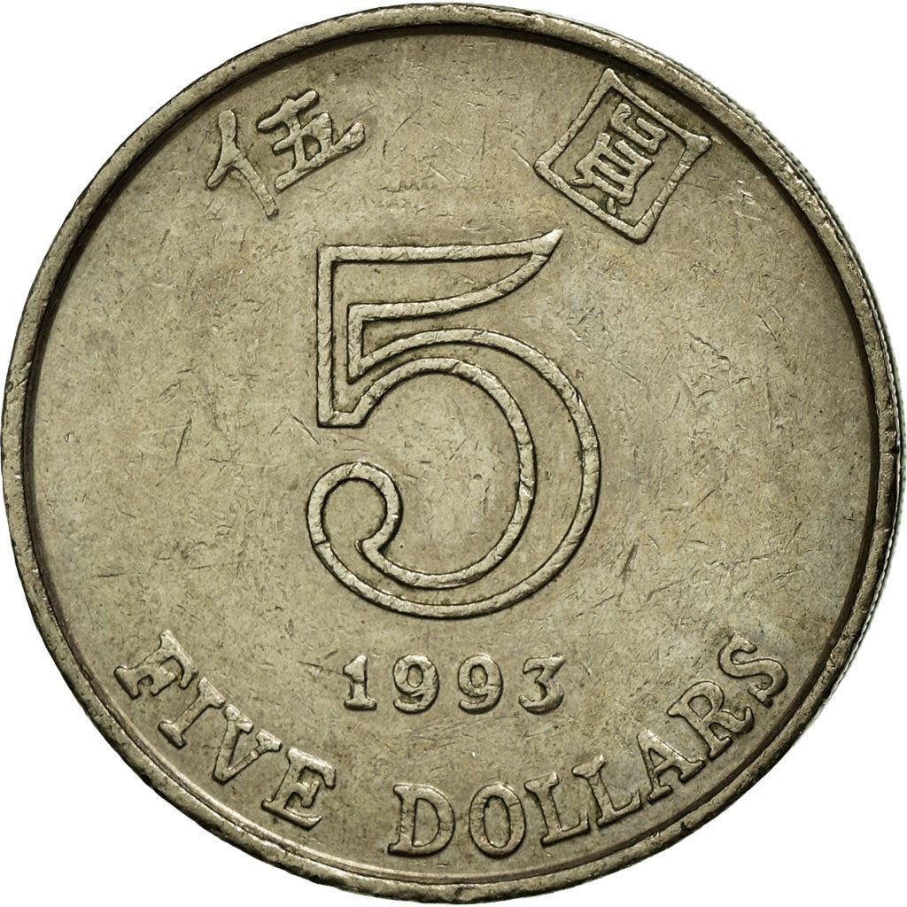 Hong Kong | 5 Dollars Coin | Orchid flower | Km:65 | 1993 - 2019