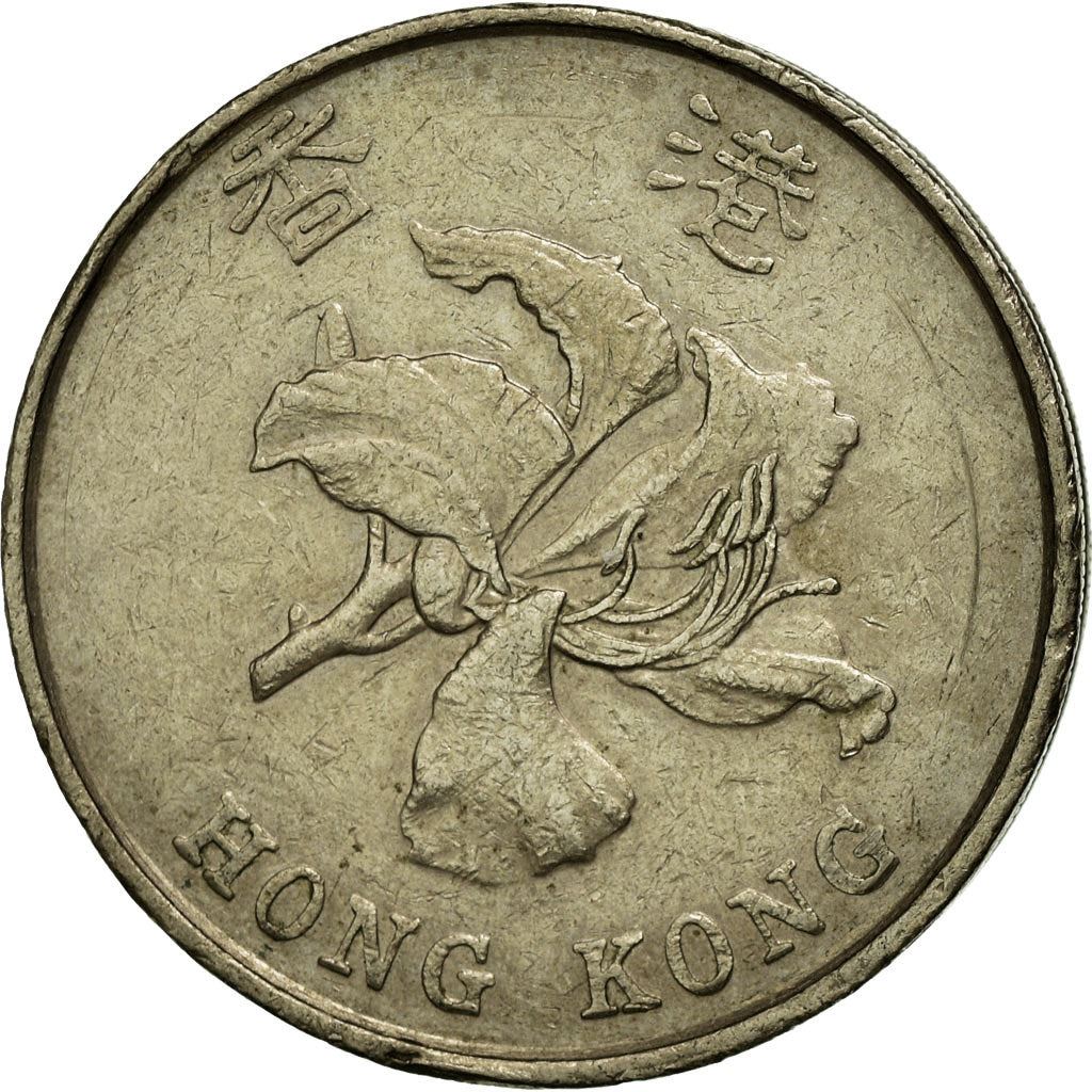 Hong Kong | 5 Dollars Coin | Orchid flower | Km:65 | 1993 - 2019