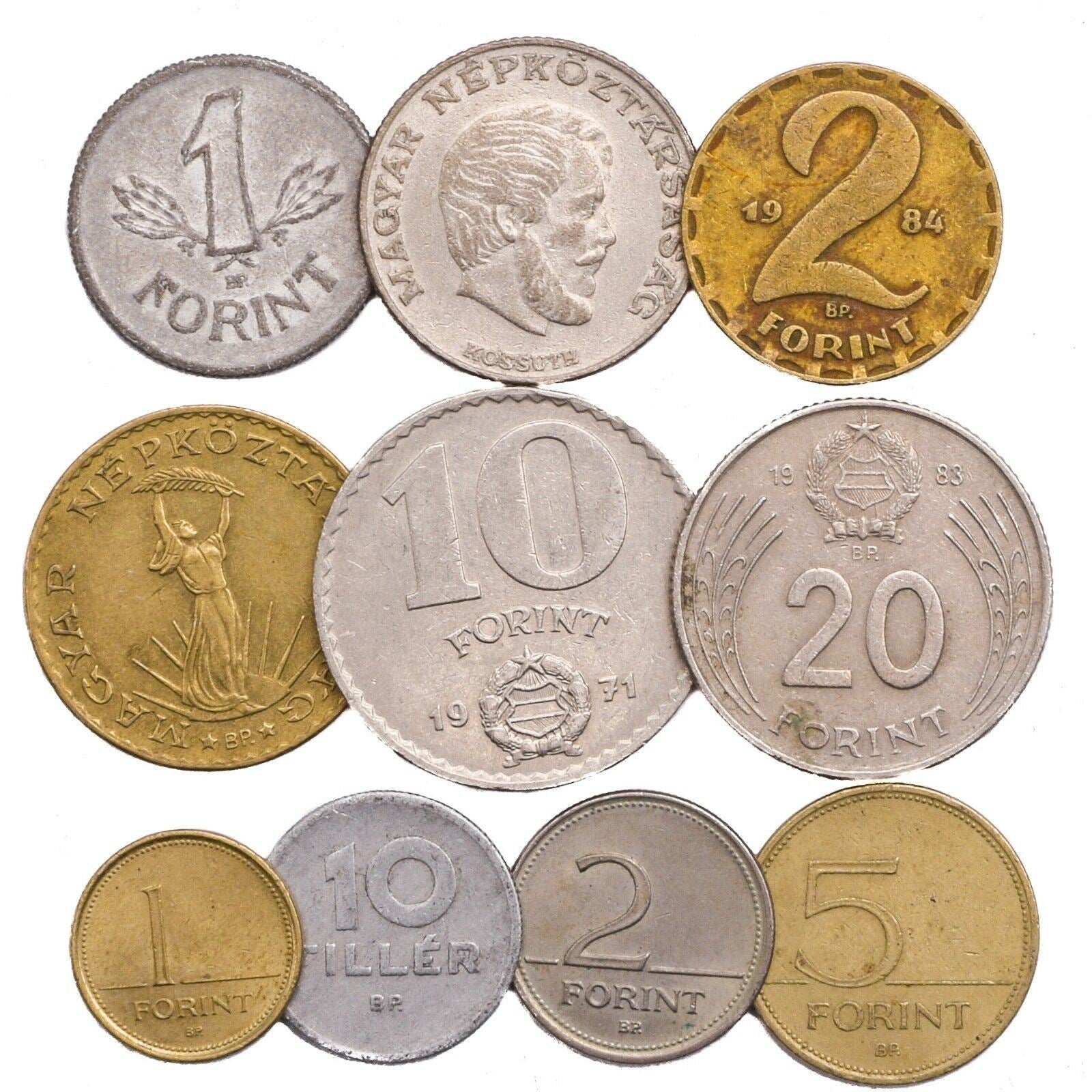 Hungary 10 Mixed Coins | Filler Forint | Dove of peace | Liberty Statue | 1946 - 2023