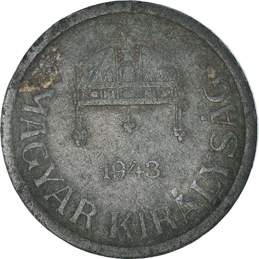 Hungary 2 Filler Coin | Miklos Horthy | Crown | KM519 | 1943 - 1944