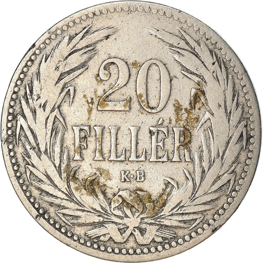 Hungary 20 Filler Coin | Franz Joseph I | Holy Crown | KM483 | 1892 - 1914