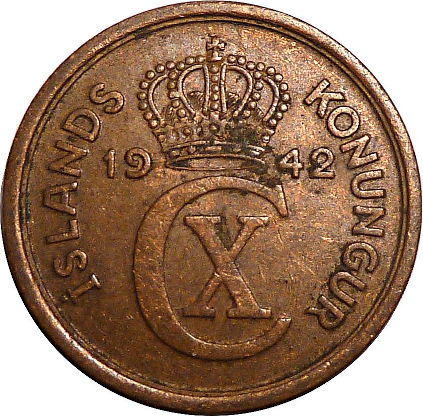 Iceland 1 Eyrir Coin | Christian X | KM5 | 1926 - 1942