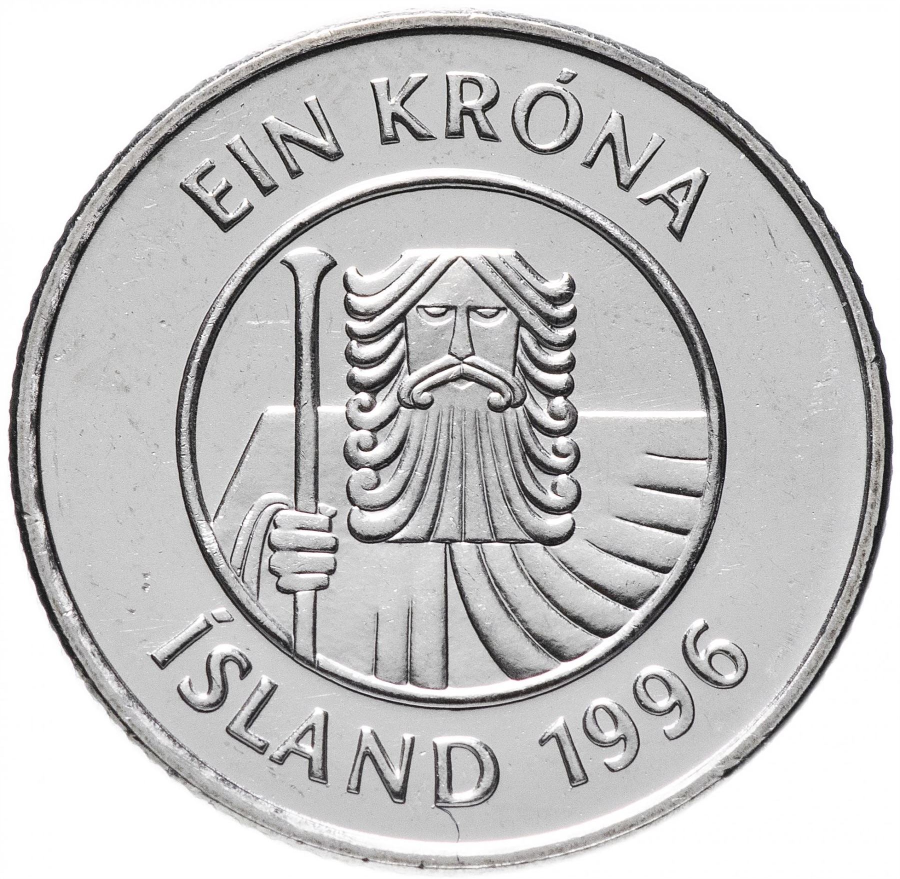 Iceland | 1 Krona | 100 Coins | Giant Bergrisi | Cod Fish | Nordic Giant | 1989 - 2011