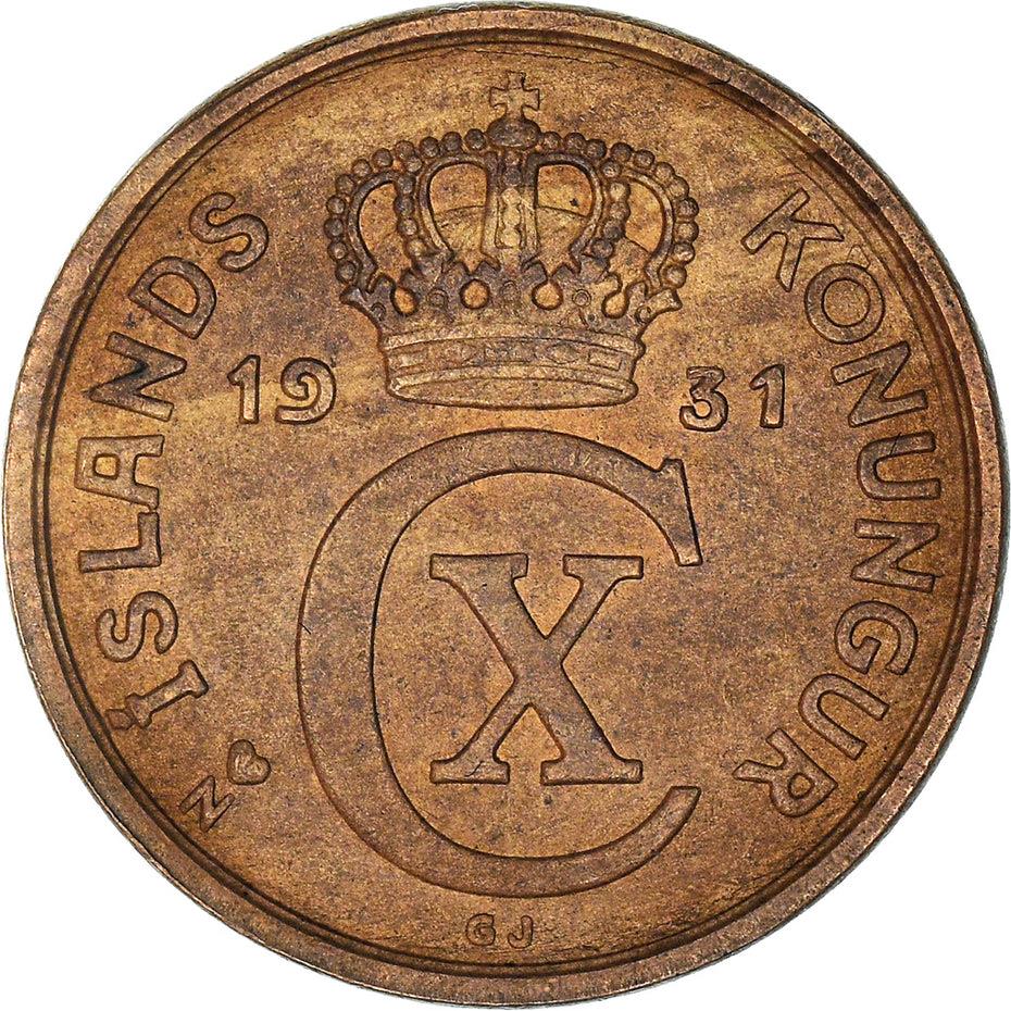 Iceland 2 Aurar Coin | Christian X | KM6 | 1926 - 1942