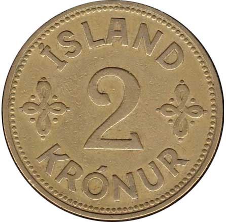 Iceland 2 Kronur Coin | Christian X | KM4 | 1925 - 1940