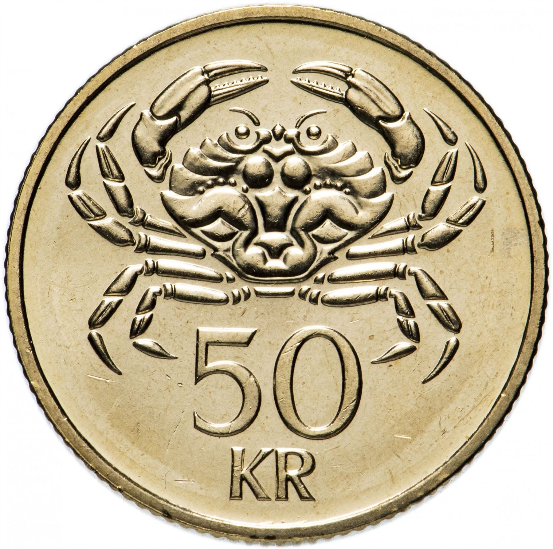 Iceland 50 Kronur Coin | Bull Grioungur | Eagle Gammur | Dragon Dreki | Giant Bergrisi | Crab | KM31 | 1987 - 2005