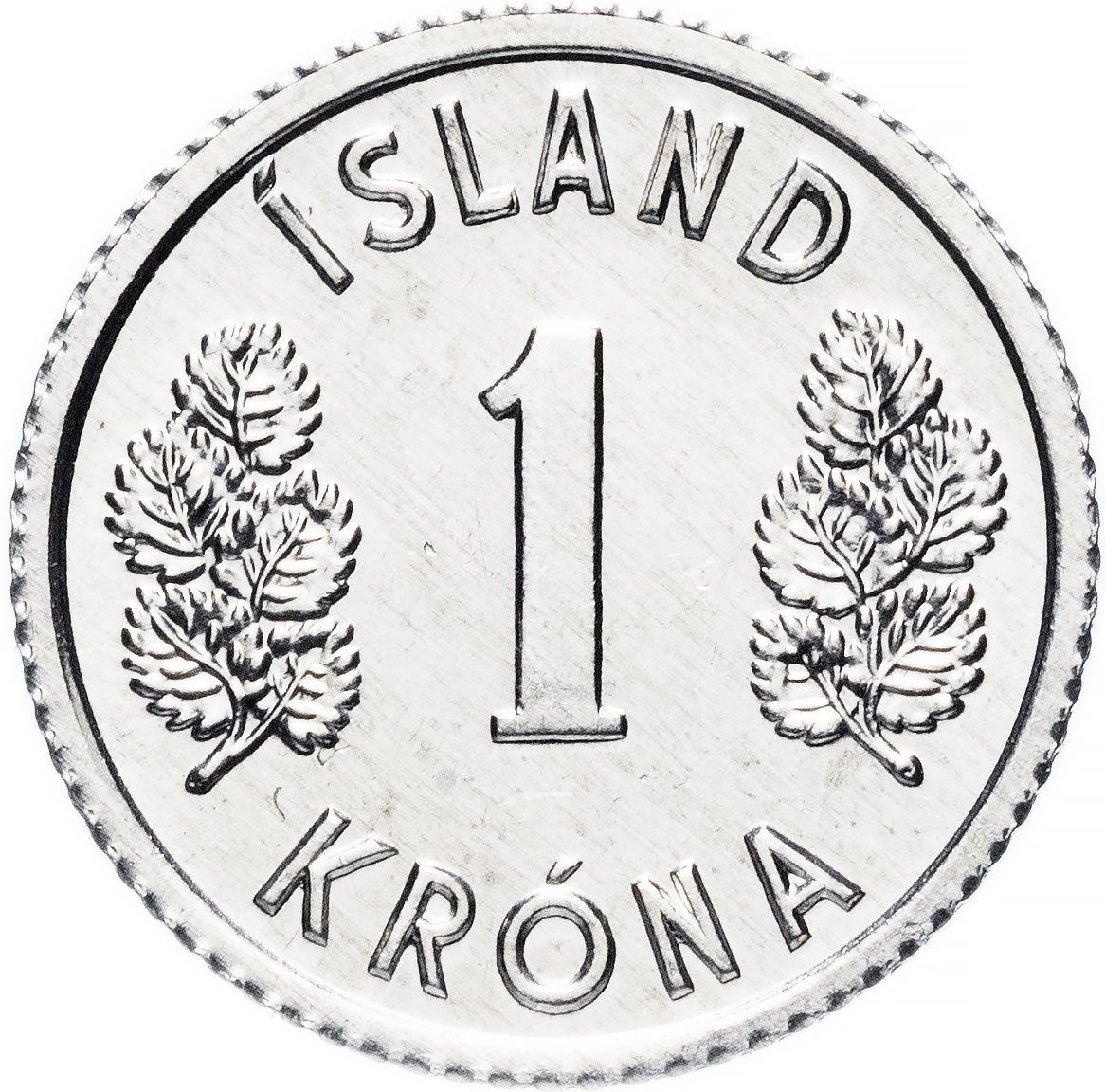 Iceland Coin Icelander 1 Krona | Bull Grioungur | Eagle Gammur | Dragon Dreki | Giant Bergrisi | Betula Pubescens | KM23 | 1976 - 1980