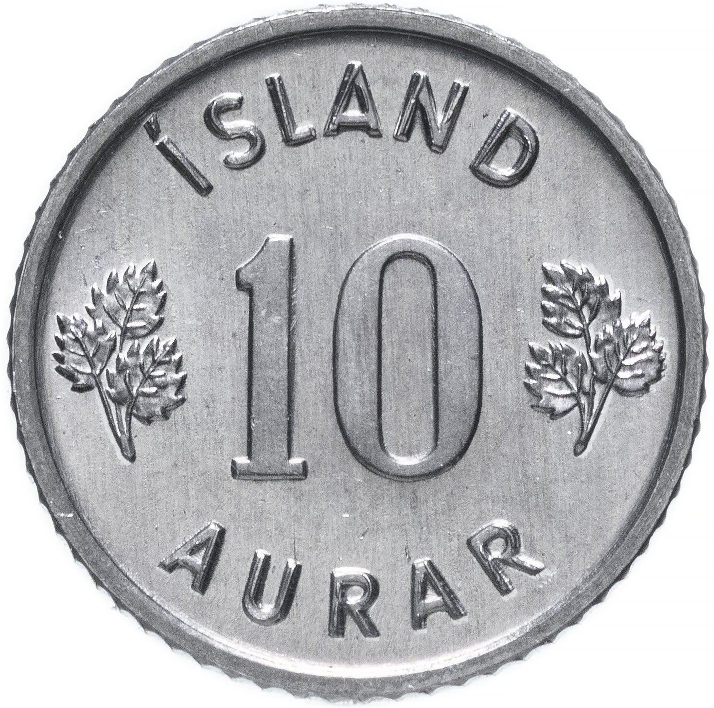 Iceland Coin Icelander 10 Aurar | Betula Pubescens Leaves | KM10a | 1970 - 1974