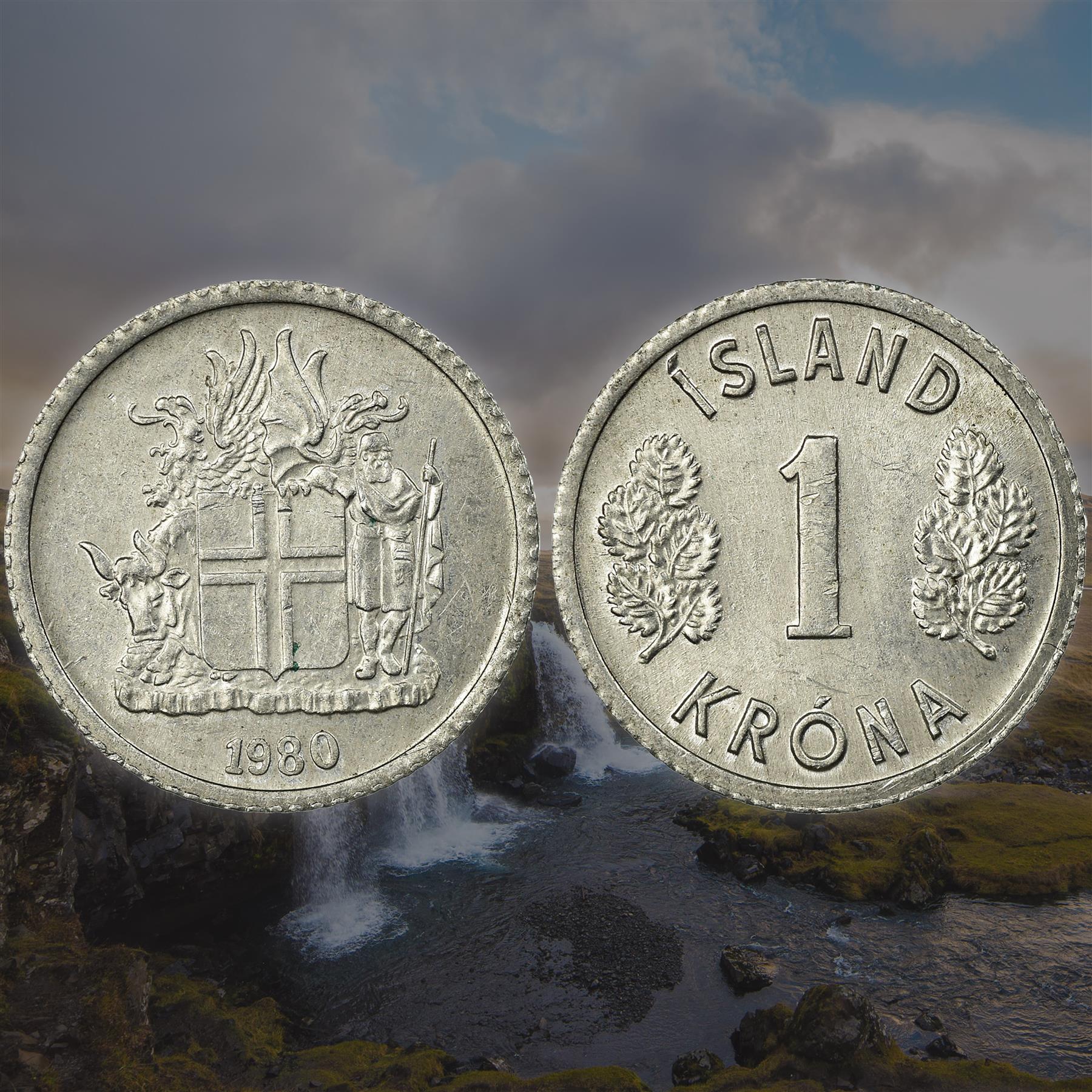 Icelander 6 Coin Set 10 50 Aurar 1 5 10 50 Krónur | Parliament Building | Landvættir | Iceland | 1967 - 1980