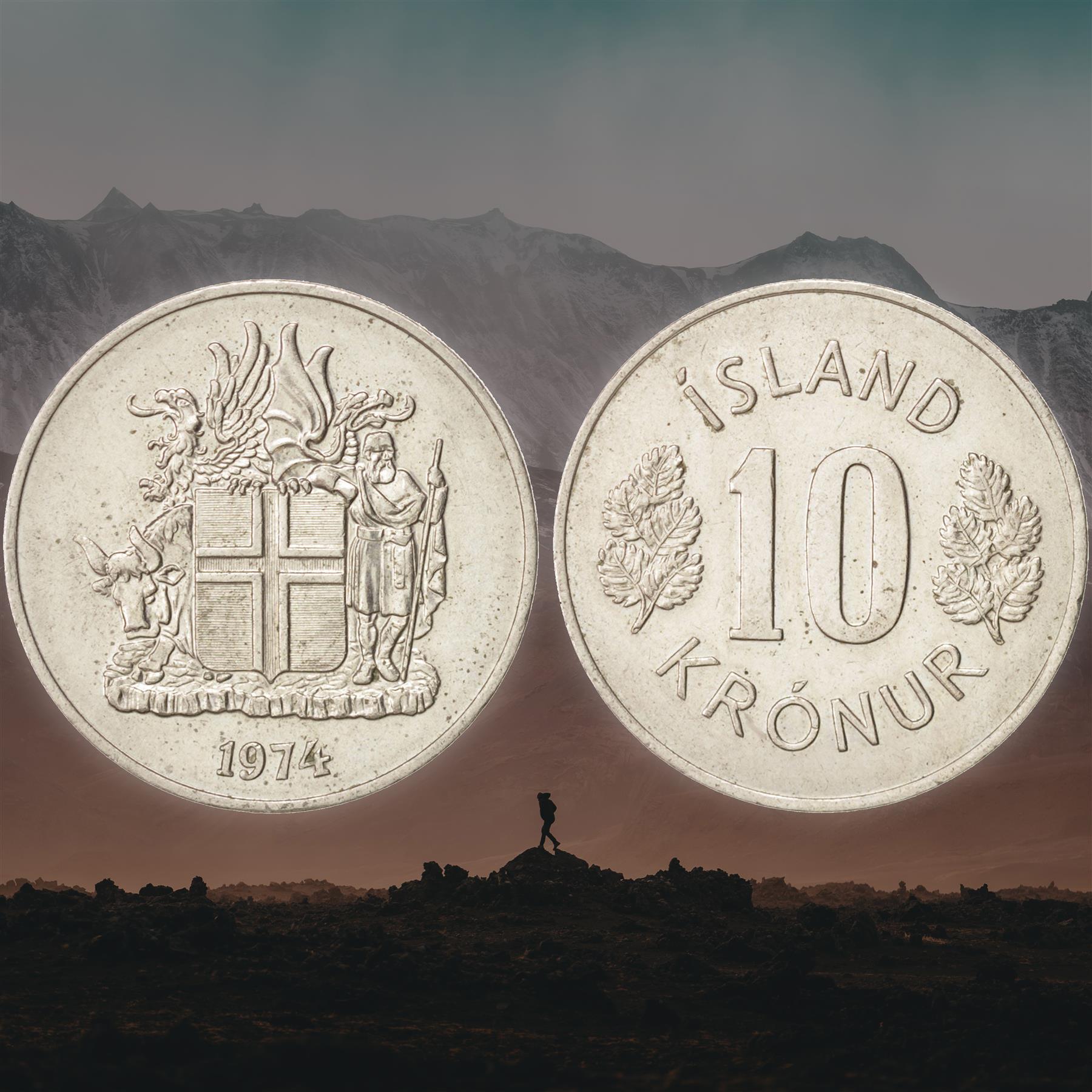 Icelander 6 Coin Set 10 50 Aurar 1 5 10 50 Krónur | Parliament Building | Landvættir | Iceland | 1967 - 1980