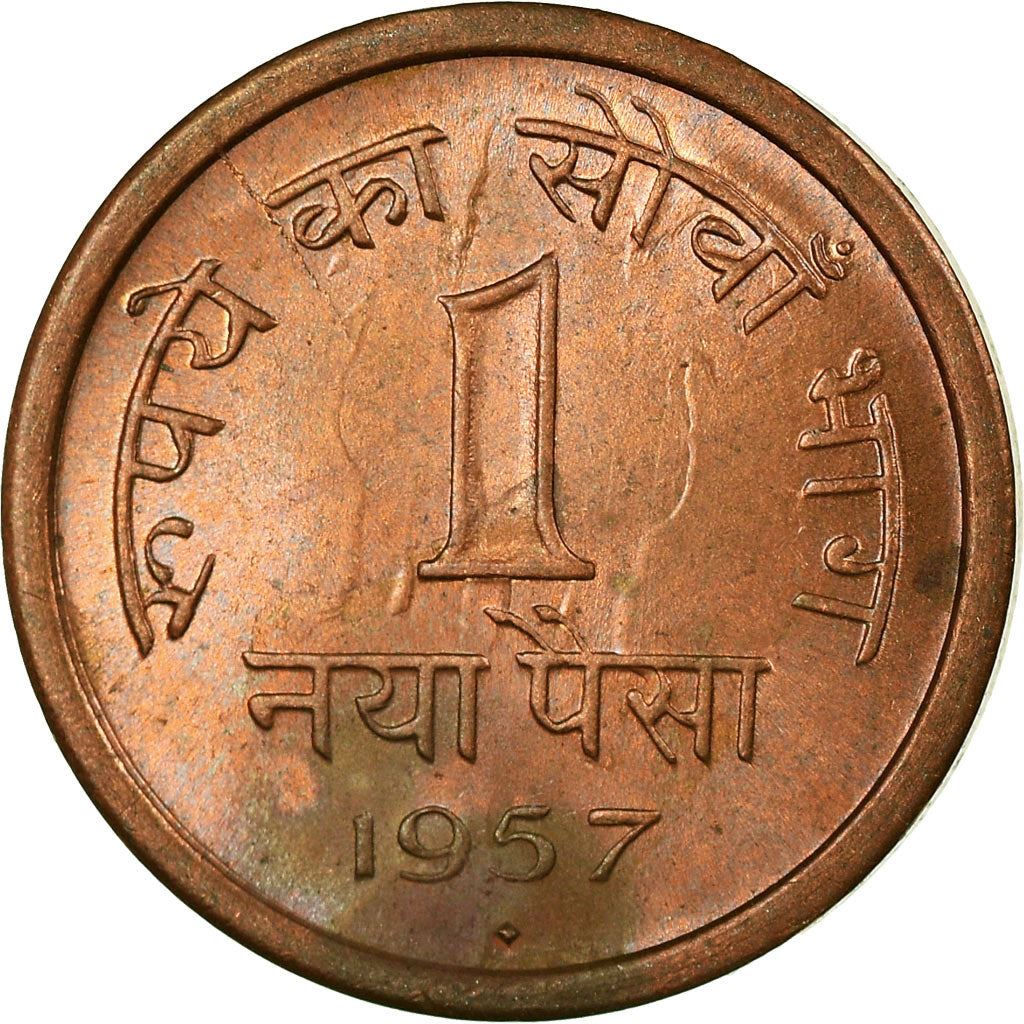 India | 1 Naya Paisa Coin | Ashoka lion | Km:8 | 1957 - 1961