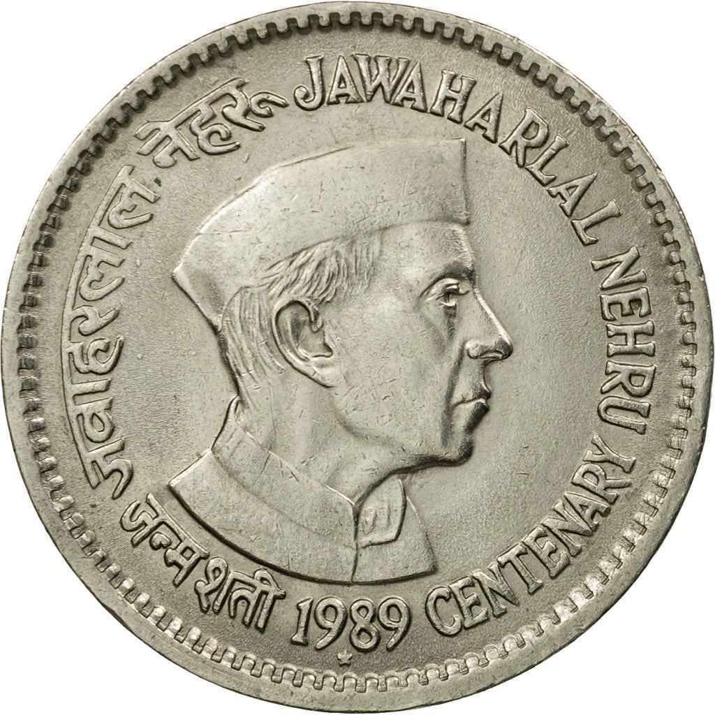 India | 1 Rupee Coin | Jawaharlal Nehru | Km:83 | 1989