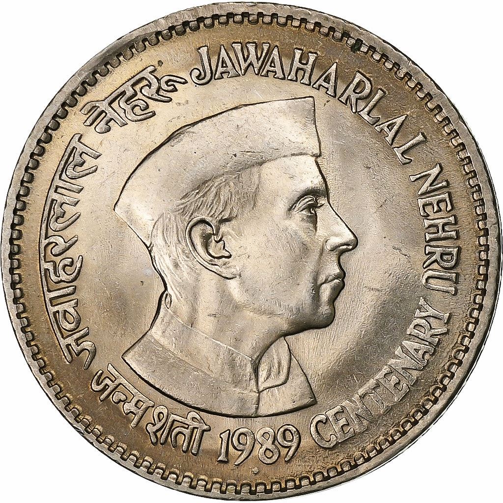 India | 1 Rupee Coin | Jawaharlal Nehru | Km:83 | 1989