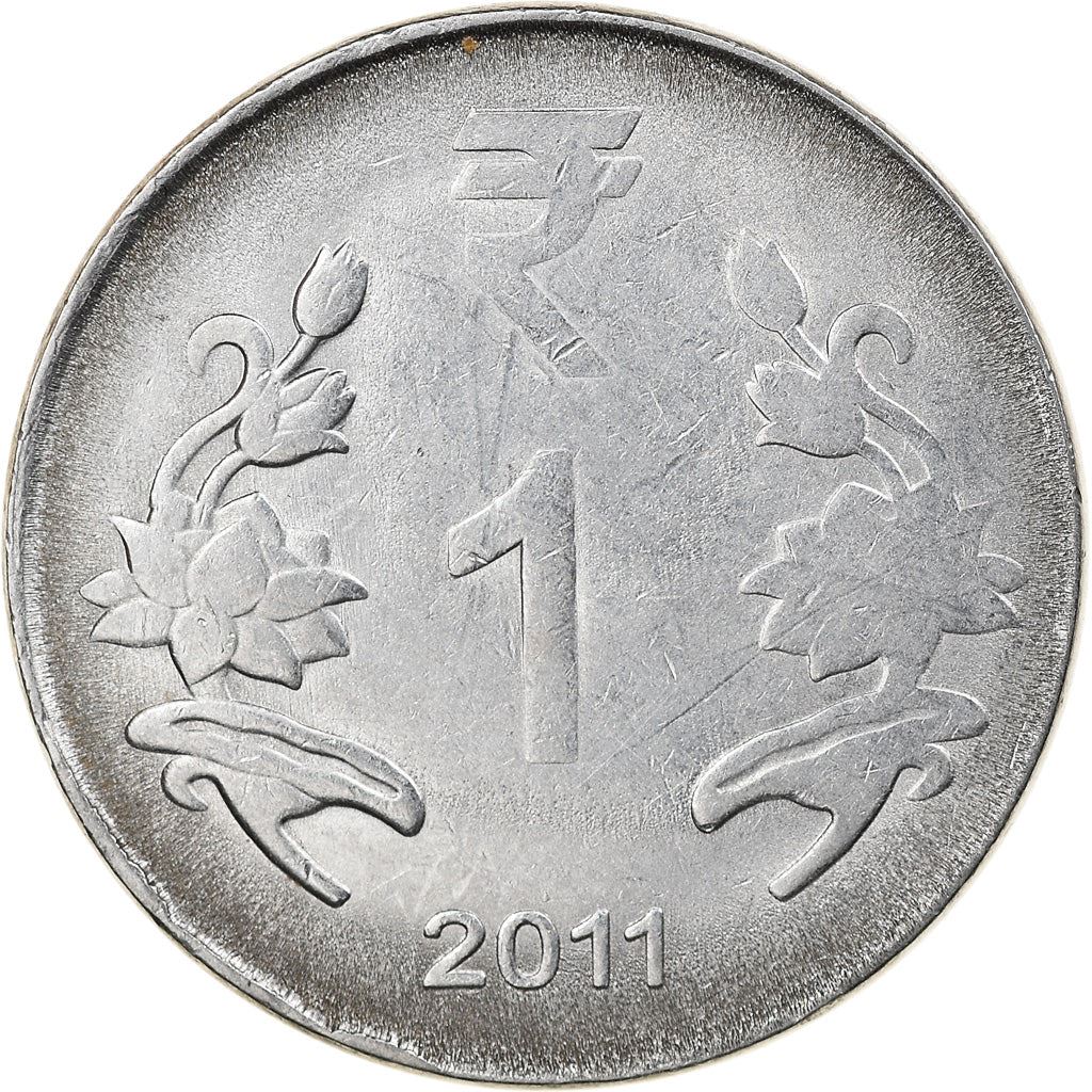 India | 1 Rupee Coin | Lotus flowers | Km:394 | 2011 - 2019