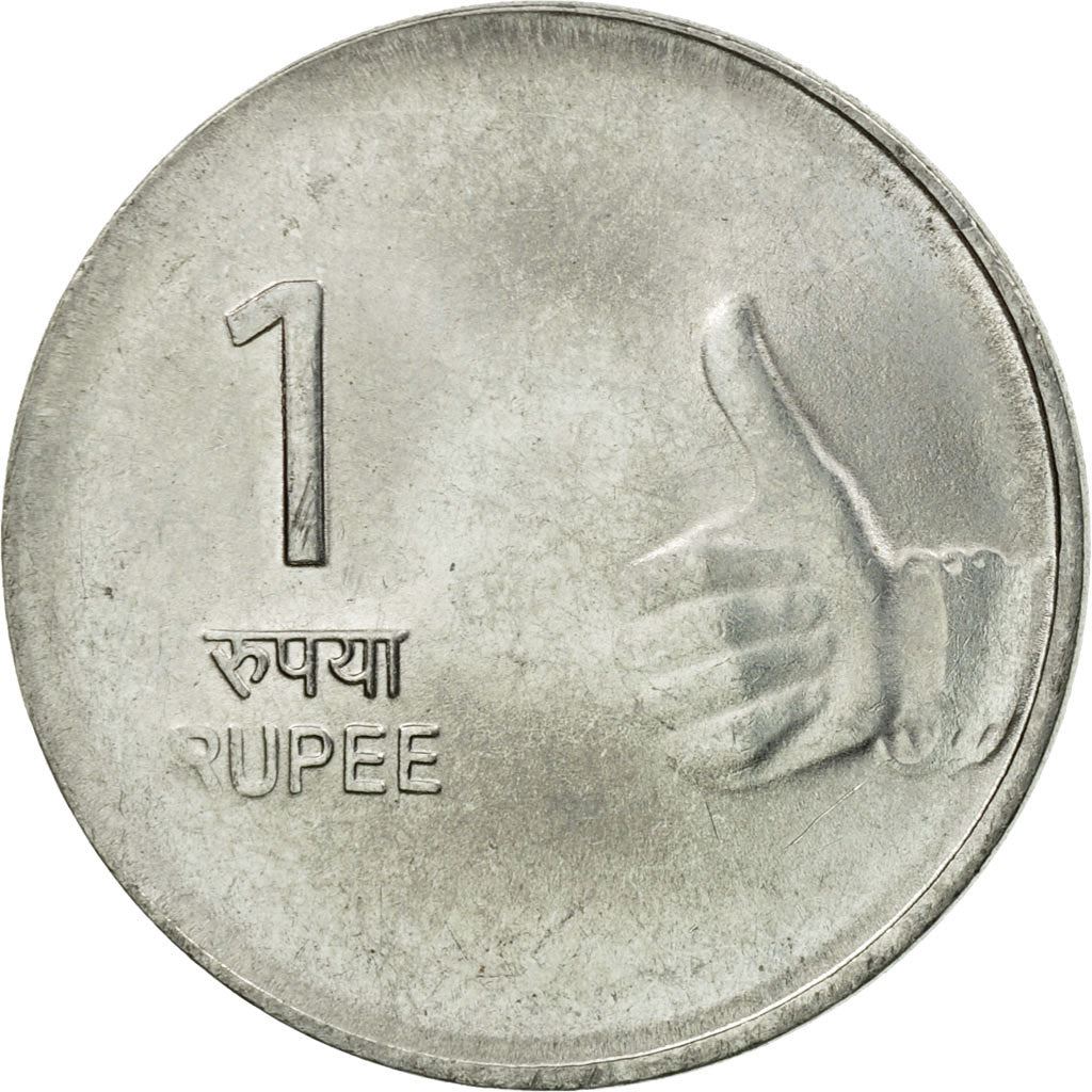 India | 1 Rupee Coin | Shikhara mudra | Km:331 | 2007 - 2011