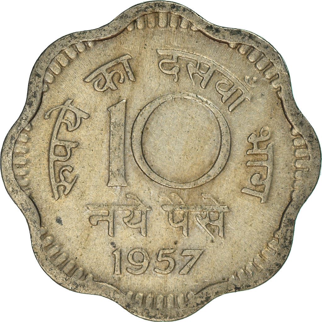 India | 10 Naye Paise Coin | Ashoka Lion | Km:24.1 | 1957