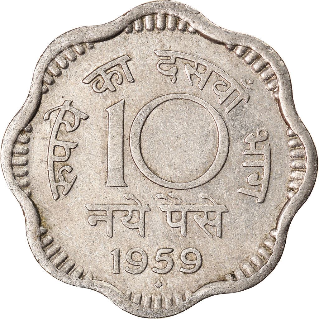 India | 10 Naye Paise Coin | Ashoka lion | Km:24.1 | 1957 - 1963