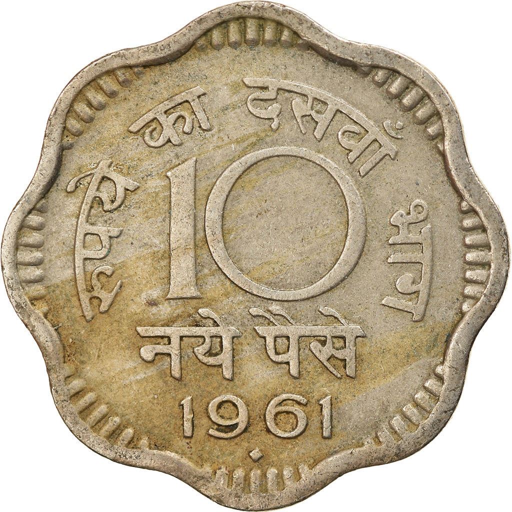 India | 10 Naye Paise Coin | Ashoka lion | Km:24.1 | 1957 - 1963