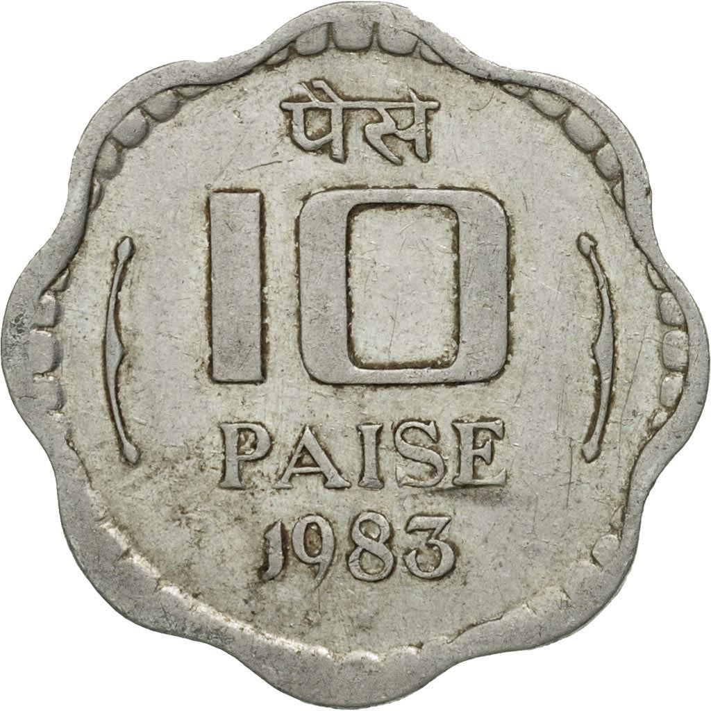 India | 10 Paise Coin | Ashoka lion | Km:39 | 1983 - 1993